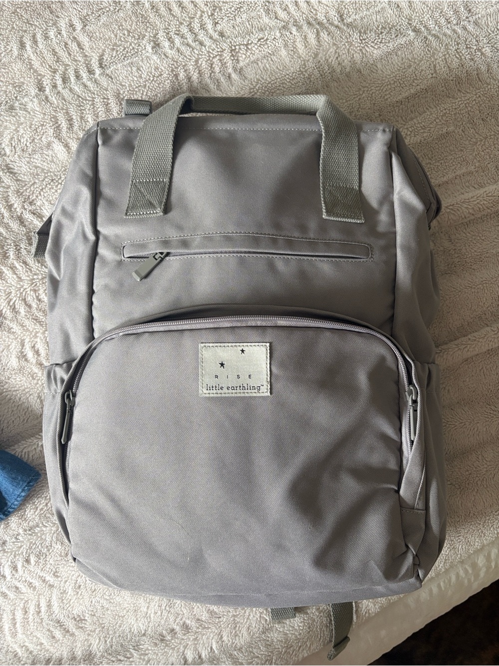 Little Earthling Gray Diaper Bag Backpack Tote